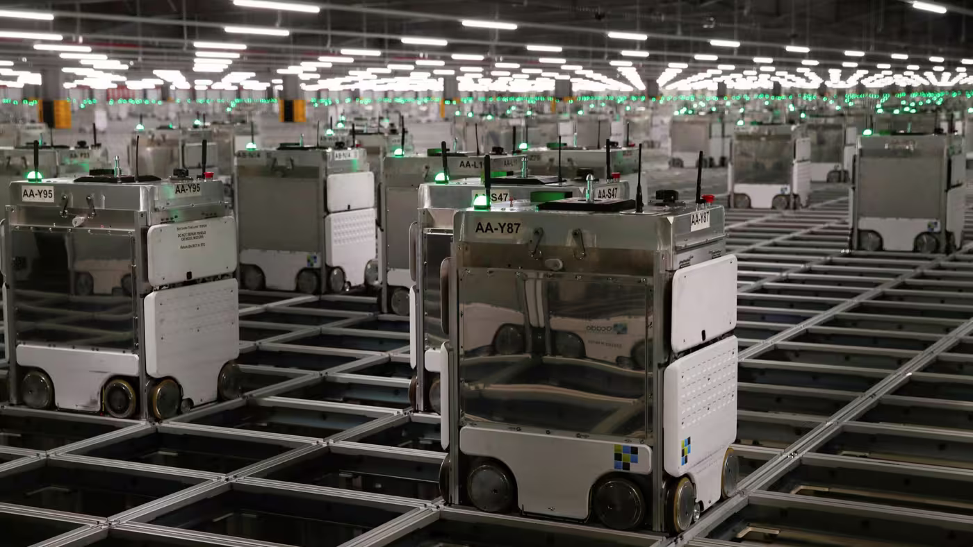 Figure 9: UK online food retailer Ocado’s robotic food packing robots.